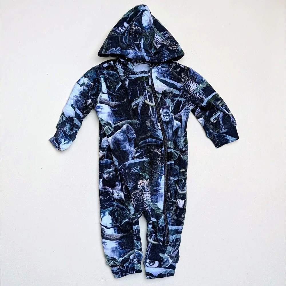 Molo Moonlit Jungle Animals One Piece Pajama Romper Baby‎ Size 68 - 6 Months